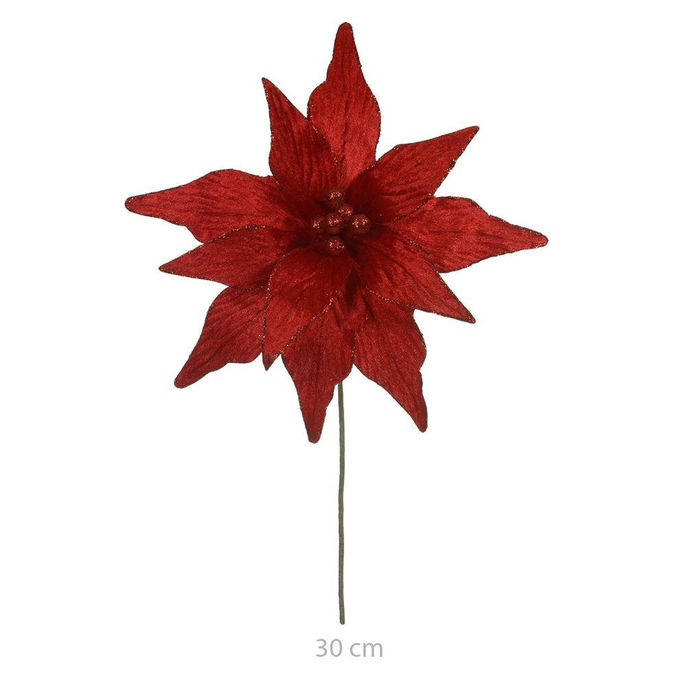 Haste Bico Papagaio Natal Aveludado 30cm Vermelho Flor Arte